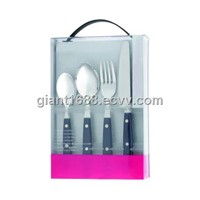 Plastic Handle Cutlery Set with PVC Gift Box