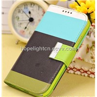 Samsung Galaxy S4 i9500 PU Case with Contrast Color,Card Slot,Holder