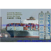 Sea shipping, control moisture, topdry desiccant
