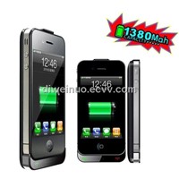 back power case for iphone4s with dual sims dual standby function 1380mAh