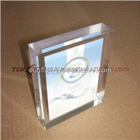 paper embeded clear acrylic block sign holder