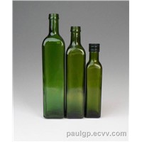 square glass olive oil bottle with screw cap