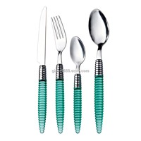 Transparent Plastic Handle Cutlery of Dinnerware Set,Flatware Spoon Fork Knife