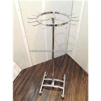 Metal Tie &amp;amp; Belt Display Stand Chromed Free Standing Metal Scarf Stand-Revolving
