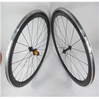 700C*60mm Carbon Bike Wheelset With Alloy Braking Surface Clincher