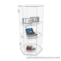 Hexagonal Acrylic Display Case/Lockable Plexiglass Showcase-3 Shelves