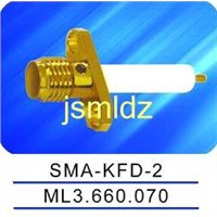 SMA female connector with flange,connecting microstrip,thread coupling,2 layer braid