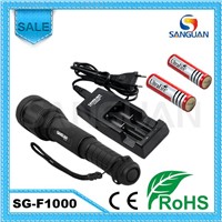 Sanguan 1000lm High Quality Rechargeable Tactical Zoom LED Flashlight