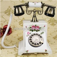 antique wooden rotary telephone,white color telephone,cy-503GZ