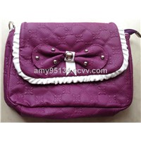 Fashionable Semi PU Embroidery Women Totes Long Chain Belt Shoulder Handbags