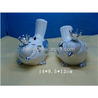 Ceramic Crown Bird Candle Holder