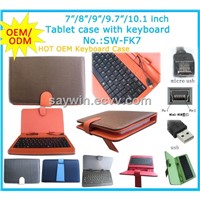 Hot selling tablet android case and keyboard 7/8/9/9.7/10.1 inch