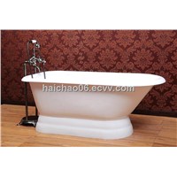 Roll top bathtub with pedestal