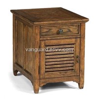 OAK Wooden/Veneer/Metal Storage End Table