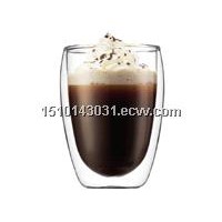 high quality double wall glass drinking cup