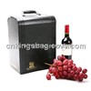 Classic Black Color PU Leather Wine Bottle Box,Leather Wine Carrier Bag(6 Wine Bottles Box)