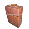 Vintage Color Leather Wine Carrer Box,Brown Color Leather Wine Carrier Box with Wine Accessories