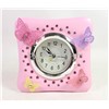 Polyresin table clock  with metal butterfly