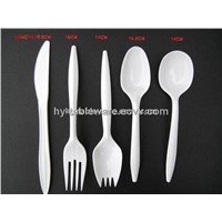 2.5g plastic disposable cutlery (fork, knife, spork, teaspoon ,soupspoon)