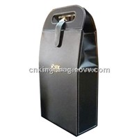 Classical Black Color Double Wine Bottle Carrier Box, Wine Carrier Bag