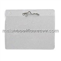 Horizontal clear vinyl badge holder with safety pins