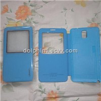 2014 new arrival Samsung note3 N seriese Thin solid color leather case with transparent window part