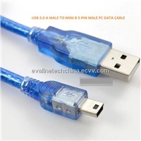 30CM USB 2.0 A MALE TO MINI B 5-PIN MALE PC DATA CABLE