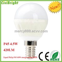 LED bulb P45 4.5W equal Philip 60W P45 tungsten lamp