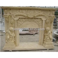 Yellow Marble Fireplace with Angel Child