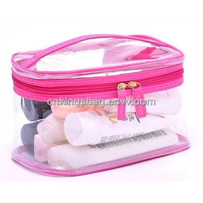 Clear PVC Cosmetic Bag with Handle,Vanity Case Transparent PVC Made