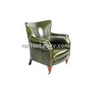 R-9633 excellent  green leather  antique chair