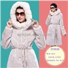 Winter long women's statehood merino sheepskin wool mink hair collar guaranteed real fur coat