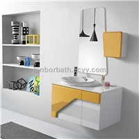 Hot sale cheap waterproof wall hanging wooden bathroom furniture with bath mirror sets FS1304