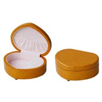 Luxury velvet lined wooden mini heart shaped musical box yellow sale