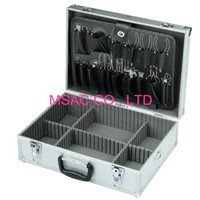Plastic Handle Aluminum Hand Tool Boxes 460*330*150mm , Silver ABS Tool Case