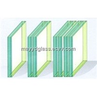 6mm clear tempered+0.76PVB+6mm blue tempered sound-insulated laminated glass