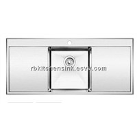 Double bowl stainless hand-welding kitchen sink