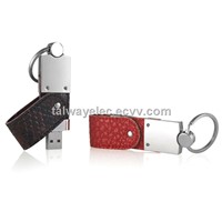 Leather Swivel USB Stick, 512MB to 32GB Capacity, Supports Plug-and-play Function