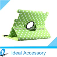 Polka Dot Pattern PU Leather iPad Protect Case for iPad 2/3/4 With 360 Degrees Rotating Stand