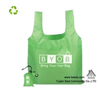 Promotional Cheap Nylon Foldable Reusable Roll-up Shopping Bag In Pouch