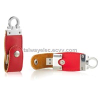 Promotional gifts!!!Leather Keychain USB Flash Drive with Plug-and-play Function