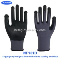 Super thin foam nitrile gloves with nitrile dots on palm