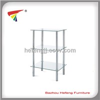 3- tier Square Glass Shelving Unit, Clear