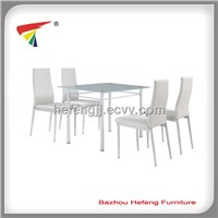 Cheaper Dining Set, 1 Glass Table +4 Chairs,white Color