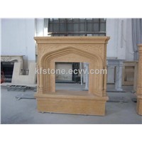 China beige marble stone fireplace