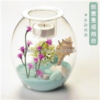 Glass Terrarium Candle Holder with Tealight Candle Home Decoration Creative Glass Table Vase