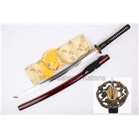 Handmade Quality Samurai Sword Japanese Katana Folded Steel with brass wintersweet tsuba