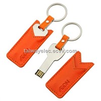 Leather USB Flash Drive with 2 to 64GB Capacity, Customized Logos and Designs Accepted