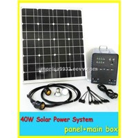 Solar Power System 40W without battary,with DC-AC inverter, solar panels, controller,LED lighting