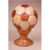fancy hollow wood football with a solid wooden base, customized LOGO, wooden gift, promotion gift